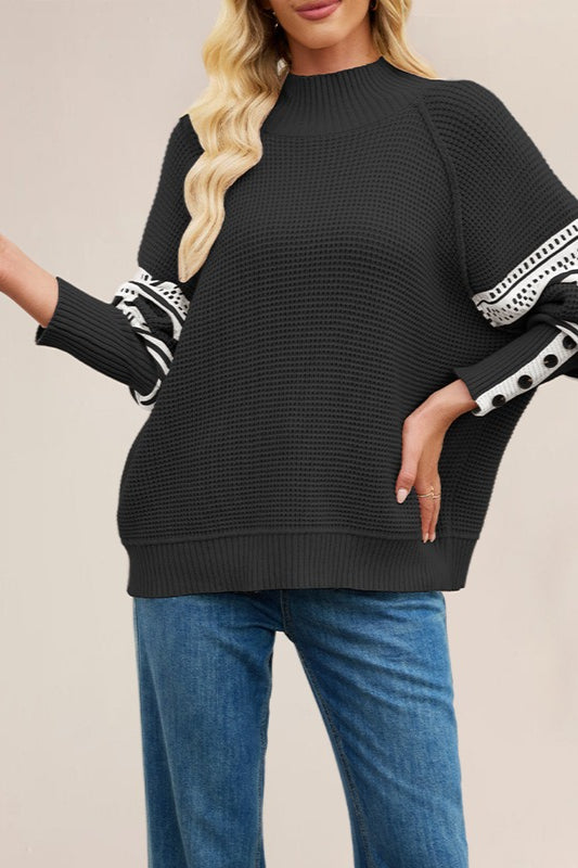 Colorblock Turtleneck Knit Sweater
