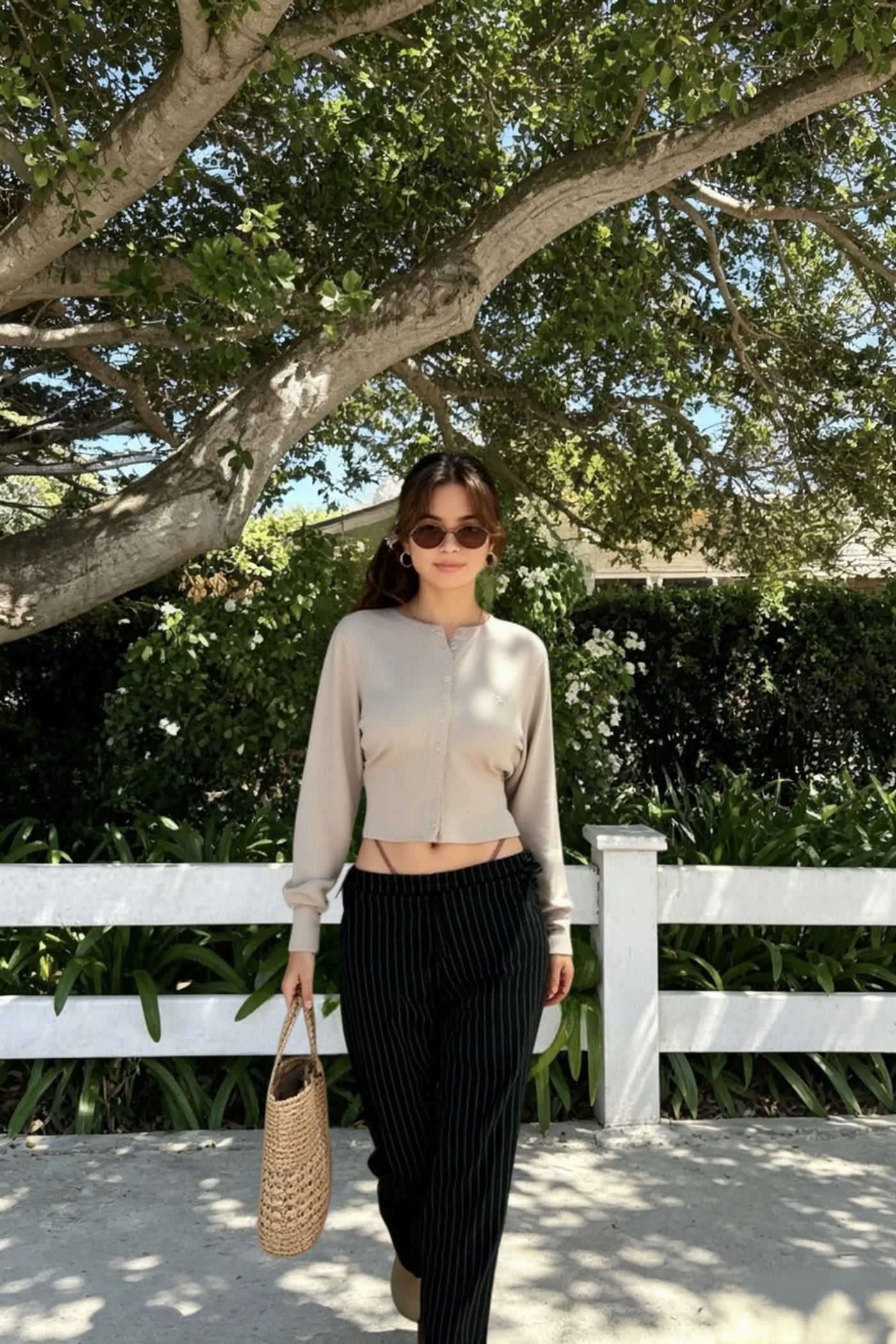 Embroidered Button Crop Cardigan