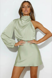 Satin One Shoulder Mini Dress 13