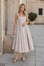 Bohemian Fragmented Flower Midi Dress