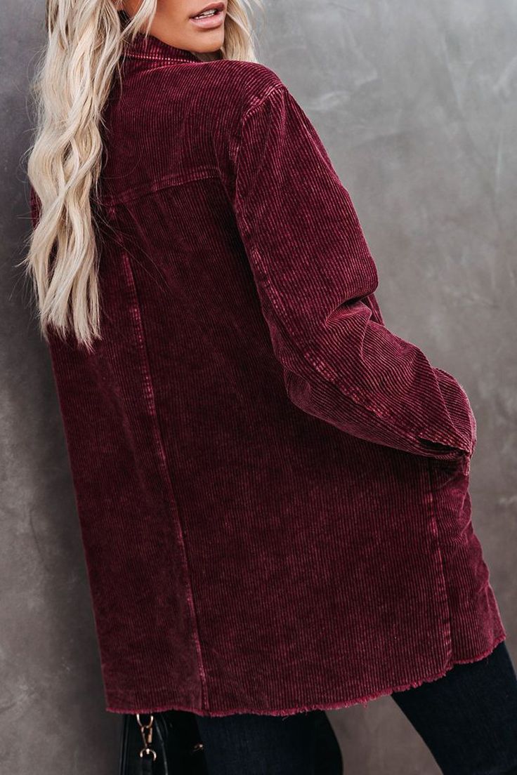 Oversized Corduroy Distressed Coat