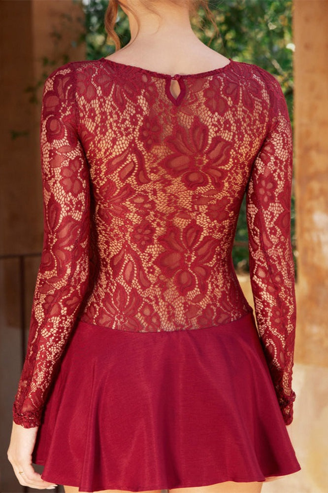 Round Neck Bodycon Ruffle Lace Dress