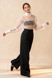 Mesh See-Through Long Sleeve Shirt