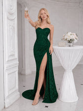 Strapless Split Maxi Party Dress