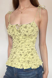 Floral Cutout Tie Cami Top