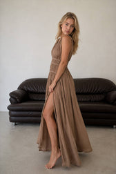 Braided Rope Off-Shoulder Boho Dress