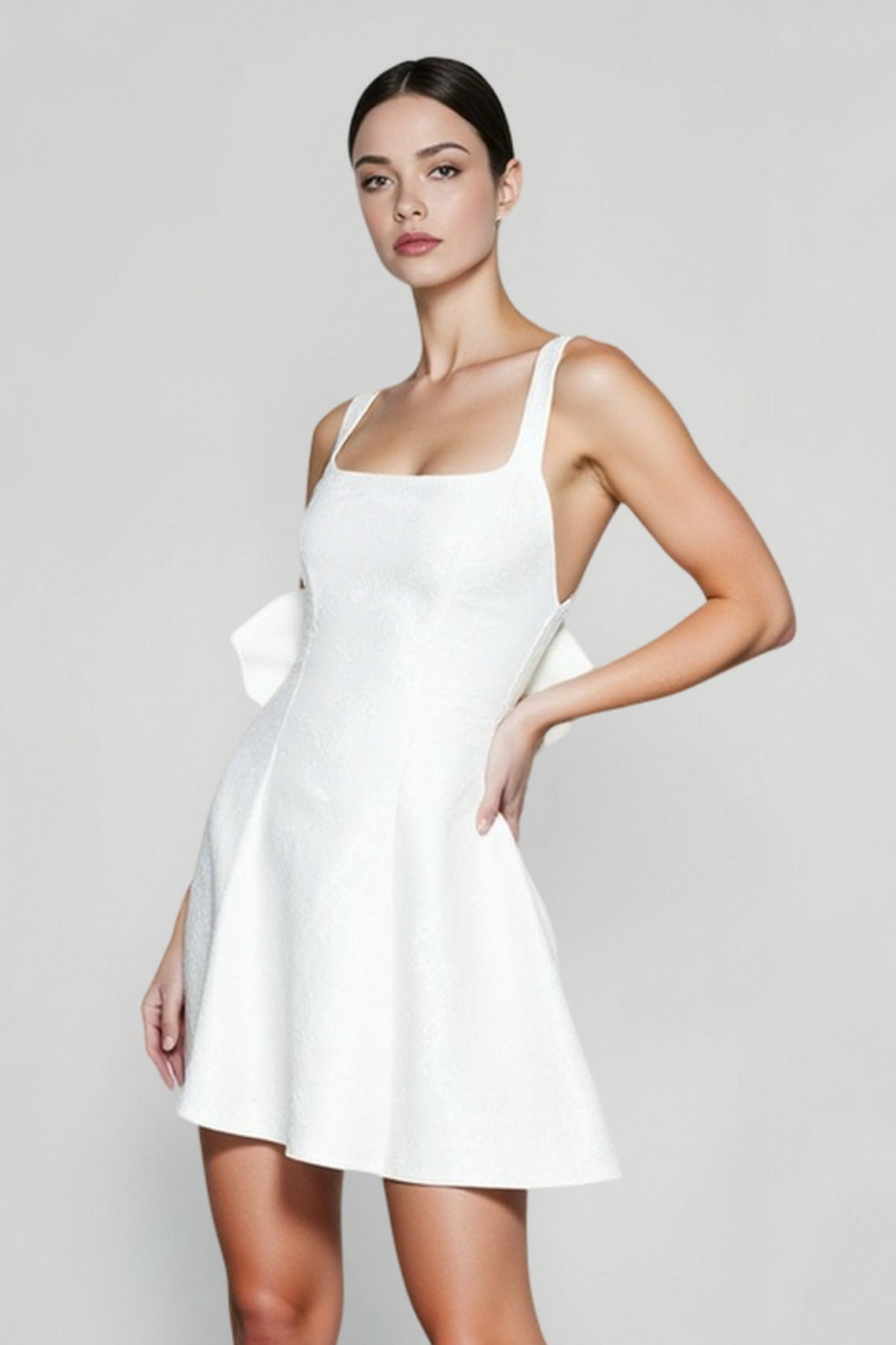 Square Neck Bow Bodycon Party Dress