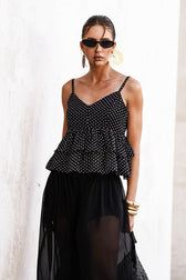 Polka Dot Peplum Cami Top