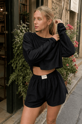 Solid Ripped Graceful Split Shorts Set