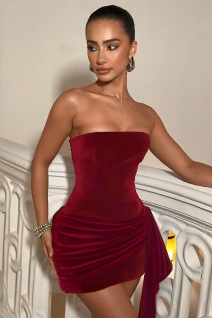 Velvet Strapless Bodycon Mini Dress