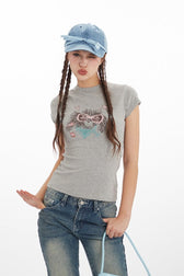 Edgy Crystal Embellished Tee T-Shirt