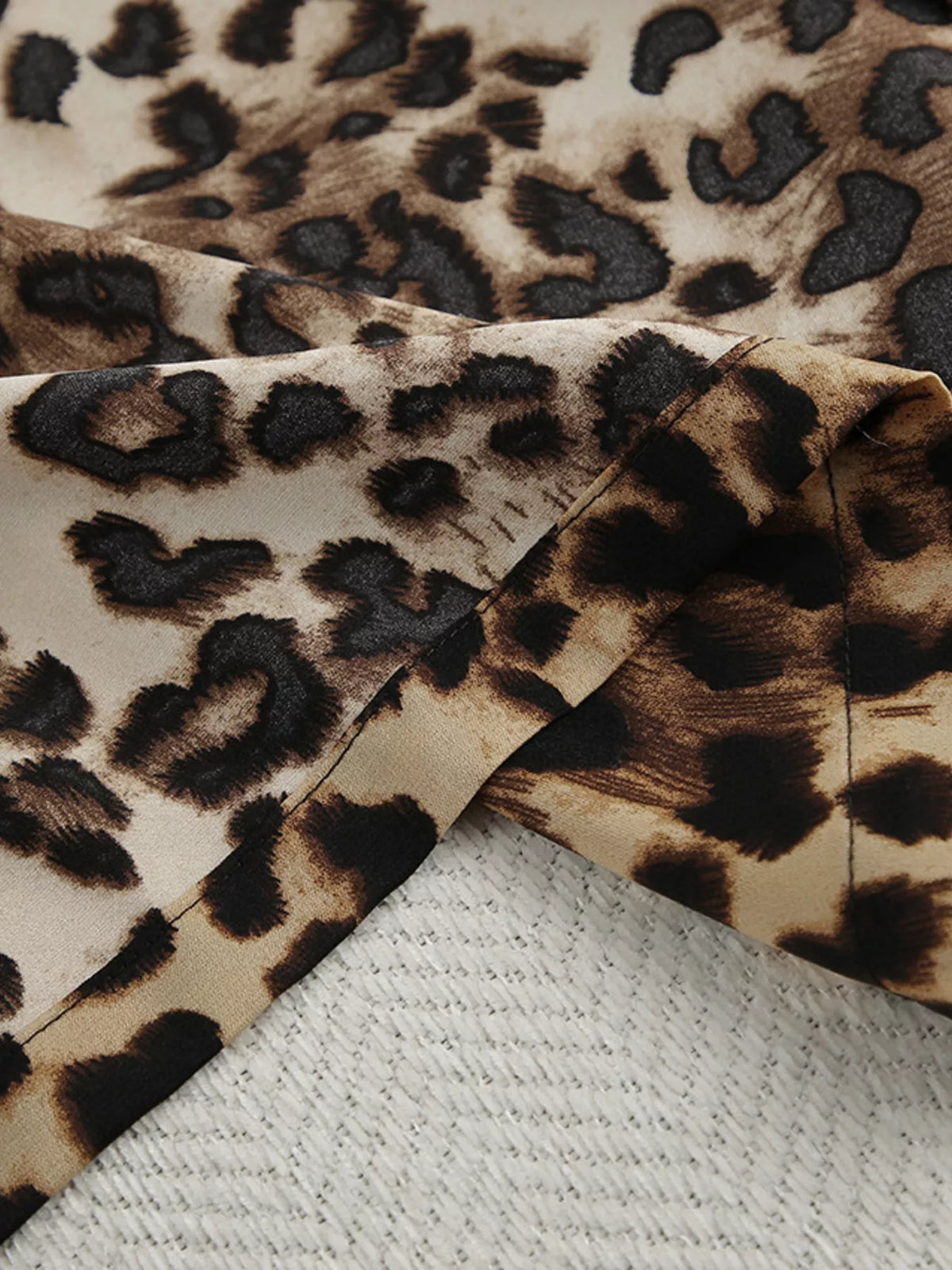 Leopard Print Open Front Shirt and Wide Leg Pants Two Piece Set 10