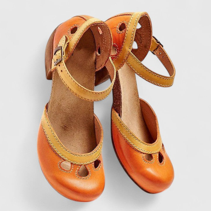 Round Toe Ankle Strap Block Heel Mary Jane Pumps