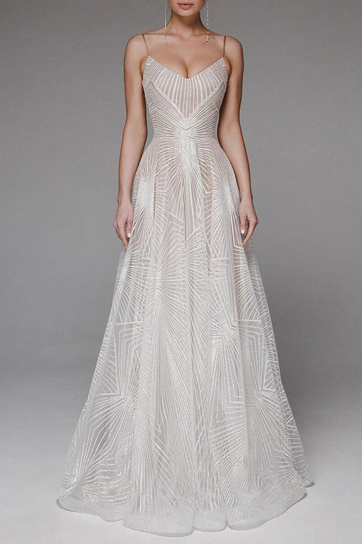 Retro Maxi Embroidered Slip Wedding Dress