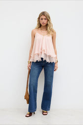 Ruffled Chiffon Halter Cami Top