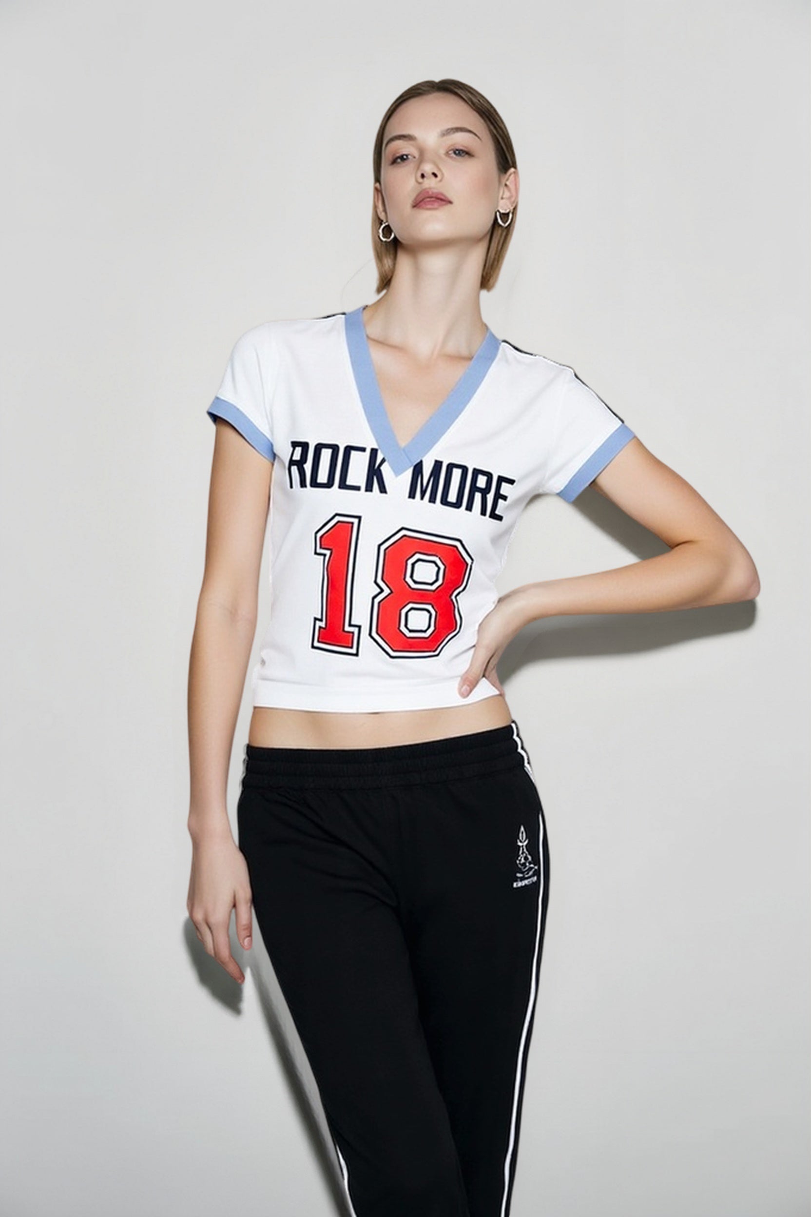 Colorblock V Neck Fitted Top