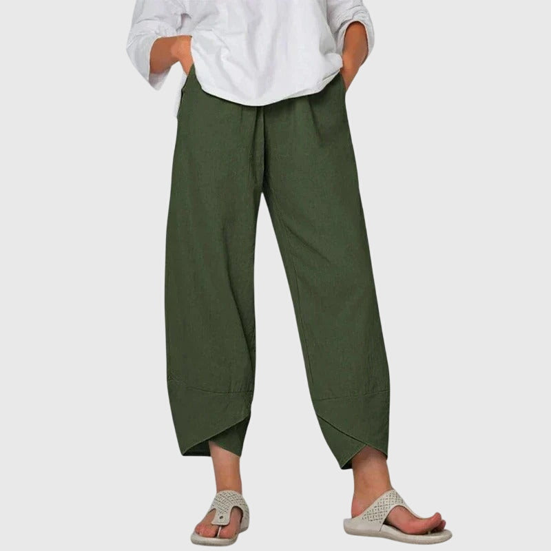 High Waist Wide Leg Tulip Hem Cropped Pants
