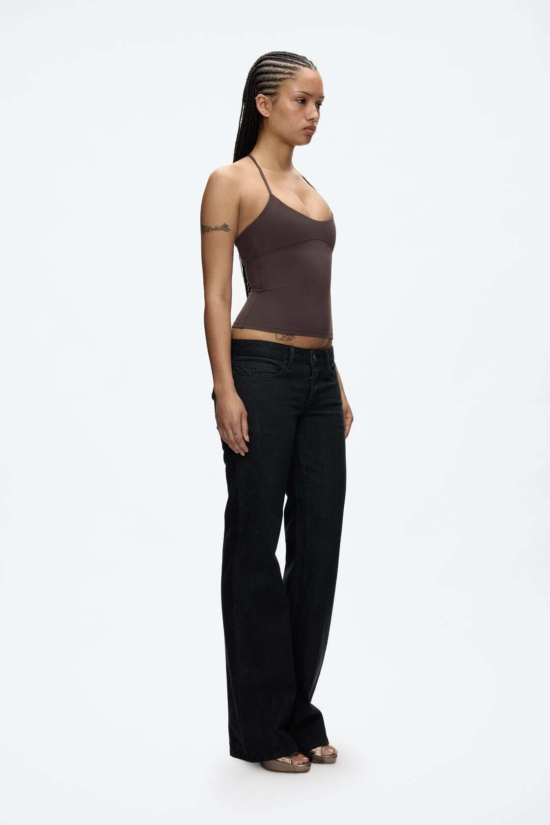 Silver-Tone Strap Slim Fit Cami Top