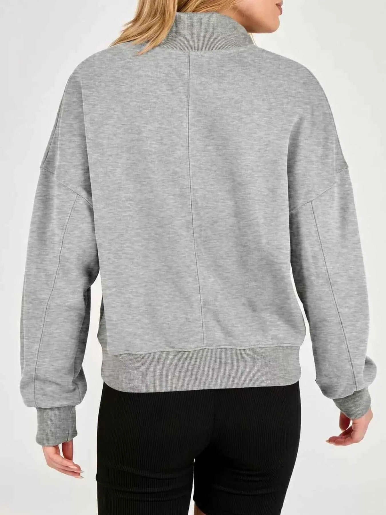 Half Snap Dropped Shoulder Sweatshirt