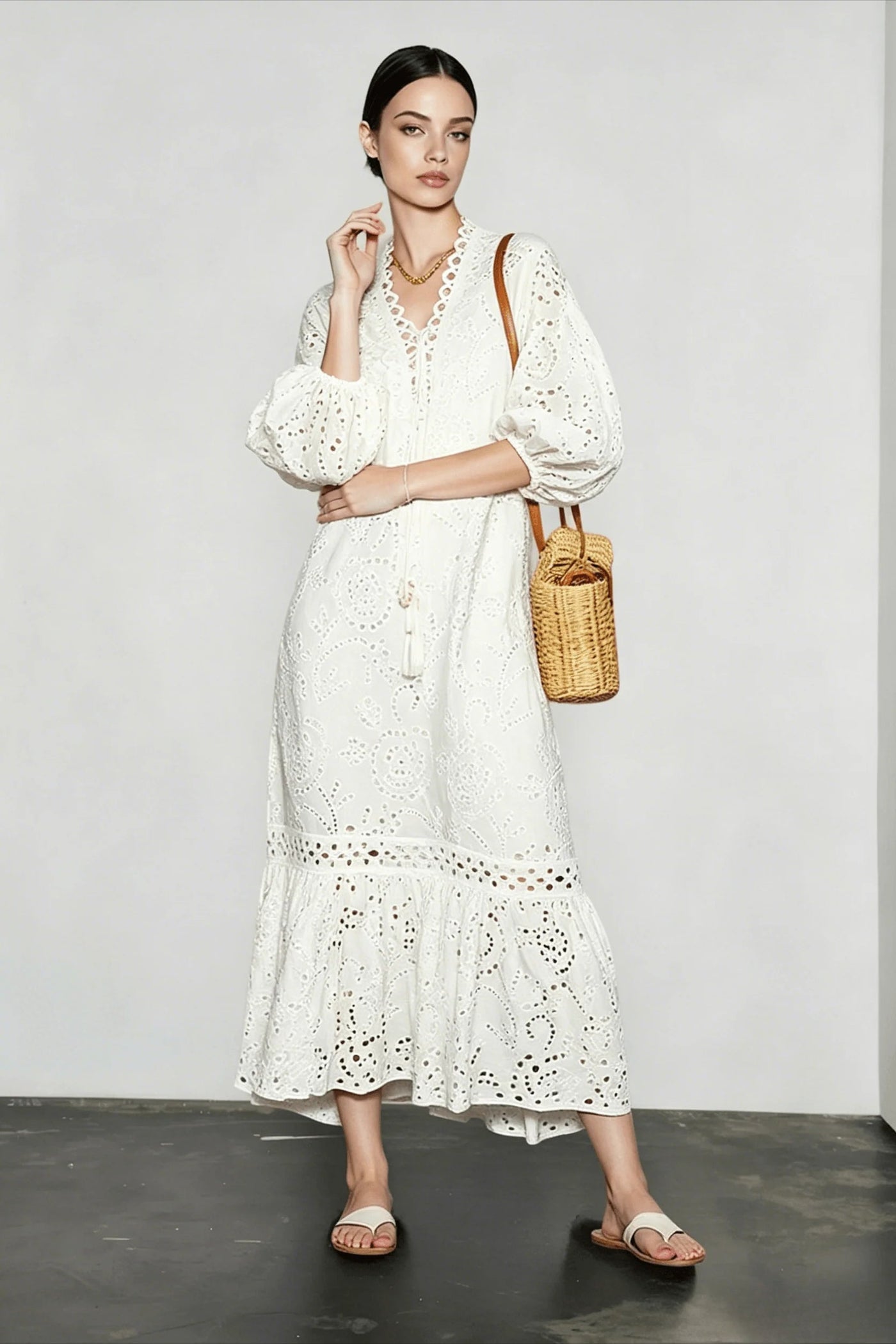 Embroidered Midi Dress