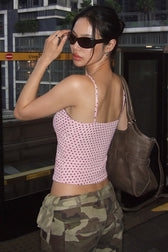 Polka Halter Ruched Cami Top