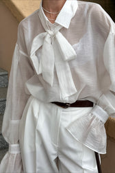 Bow Tie Sheer Blouse