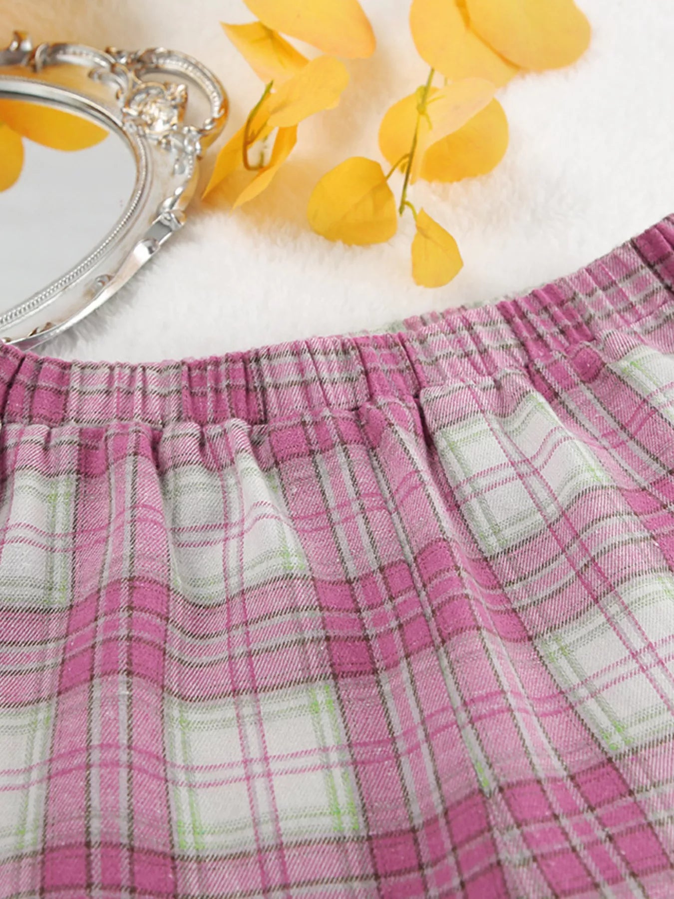 Plaid Long Sleeve Shirt and Pants Set