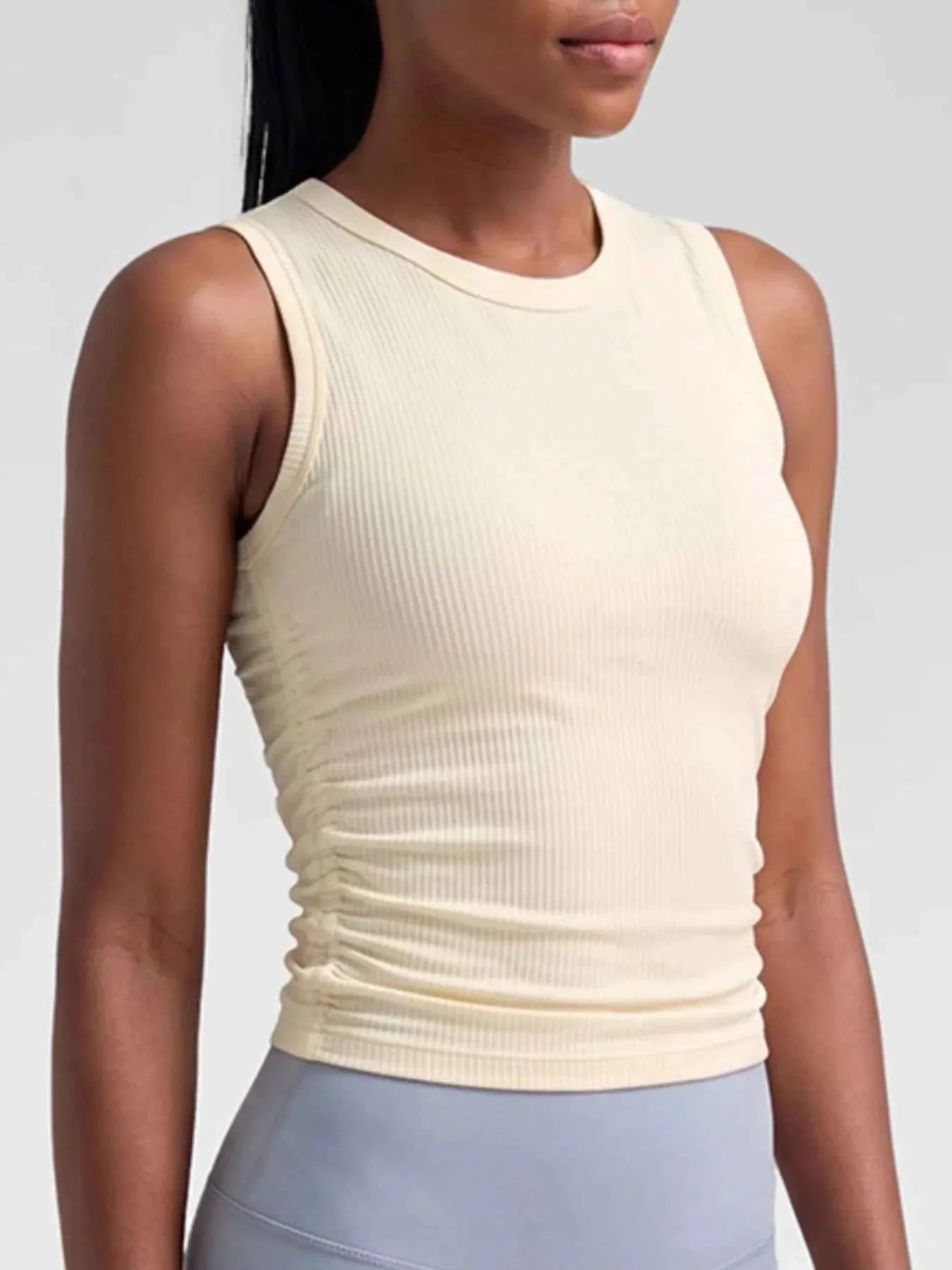 Ribbed Ruched Active Tank