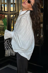 Relaxed Cotton Button Down Blouse
