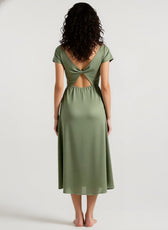 Silk-Like Satin Slit Maxi Silk Dress