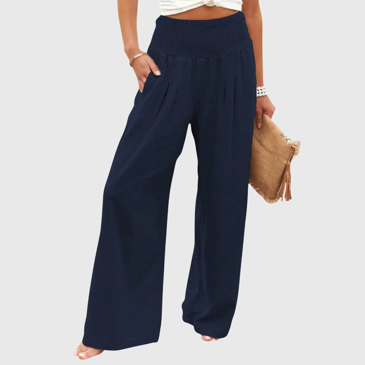 Halter Twist Front Top and Wide Leg Pants Two Piece Set