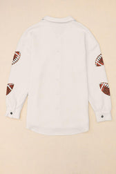 Snap and Patch Button Collared with Jacket Neck Football Sequin Closure