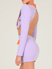 Long Sleeve Elegant Office Sexy Patchwork Backless Dress