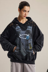 Edgy Distressed Graphic Hoodie