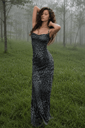 Leopard Open Back Party Slip Dress