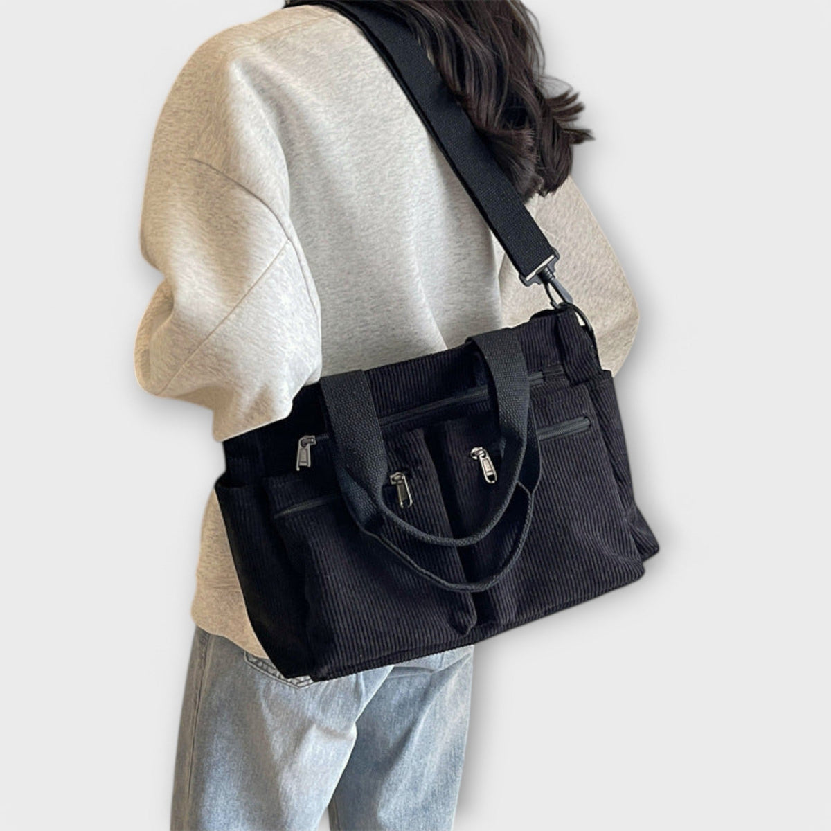 Corduroy Multi Pocket Tote Bag