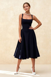 Backless Square Neck Fitted Party Dress 4