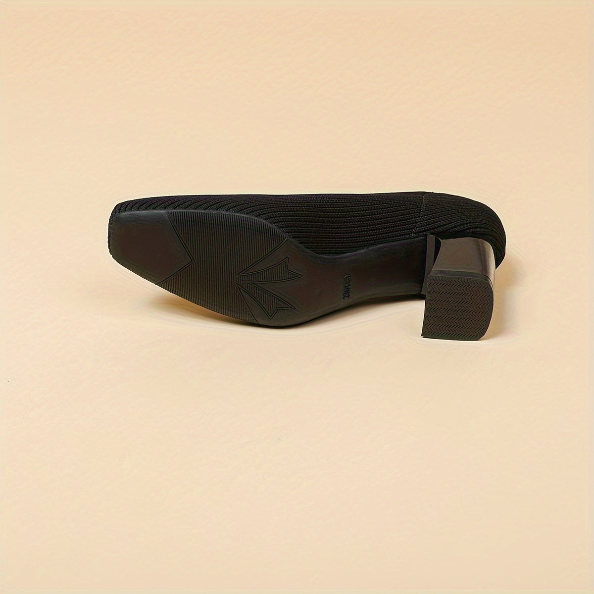 Square Toe Block Heel Slip On Pumps