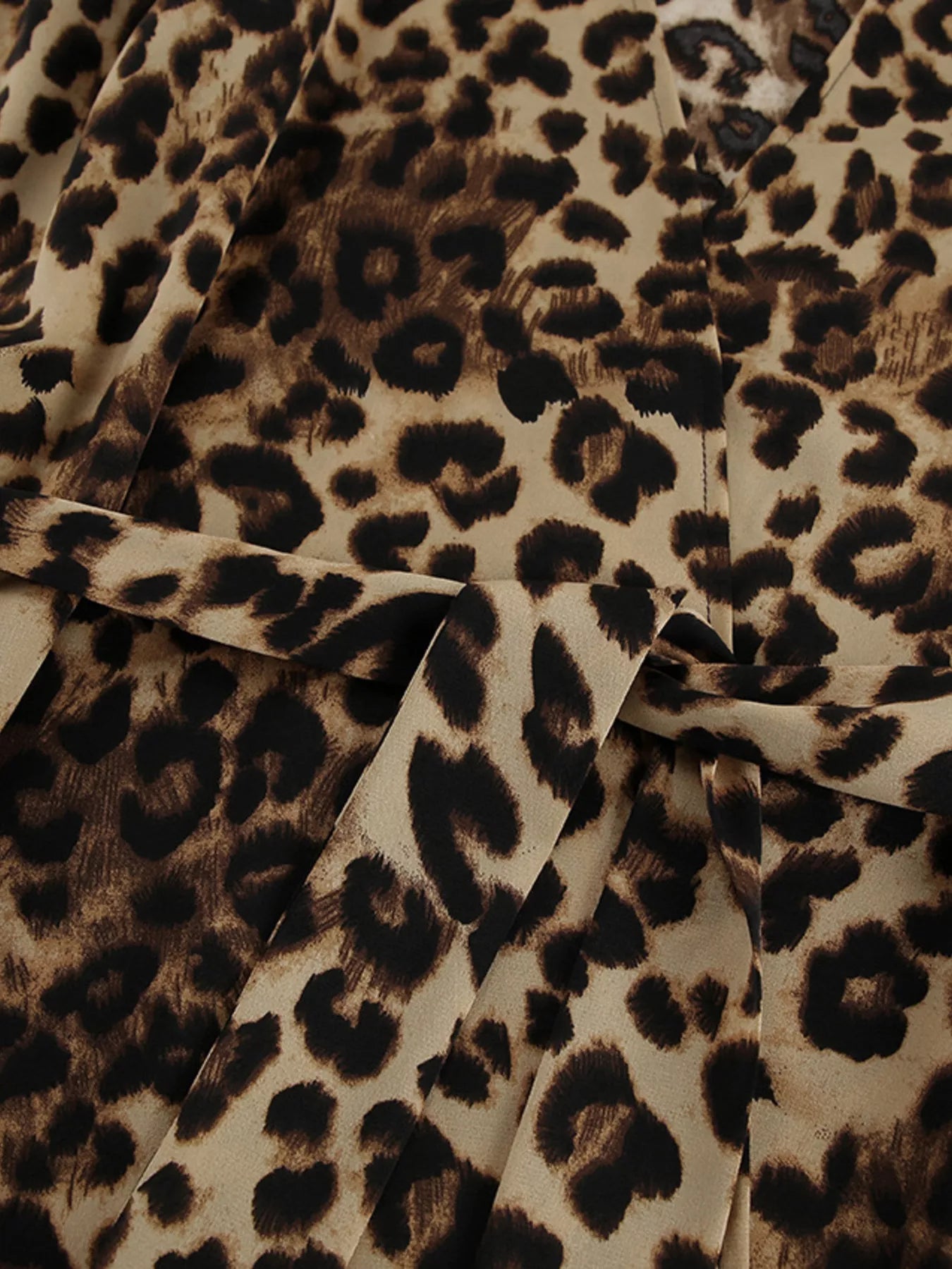 Leopard Cardigan and Wide Leg Pants Lounge Set