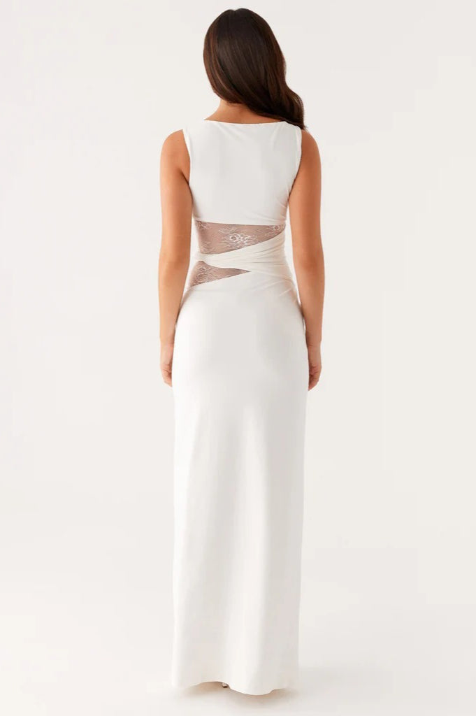 Slim Sheer Lace Paneled Maxi Lace Dress 6