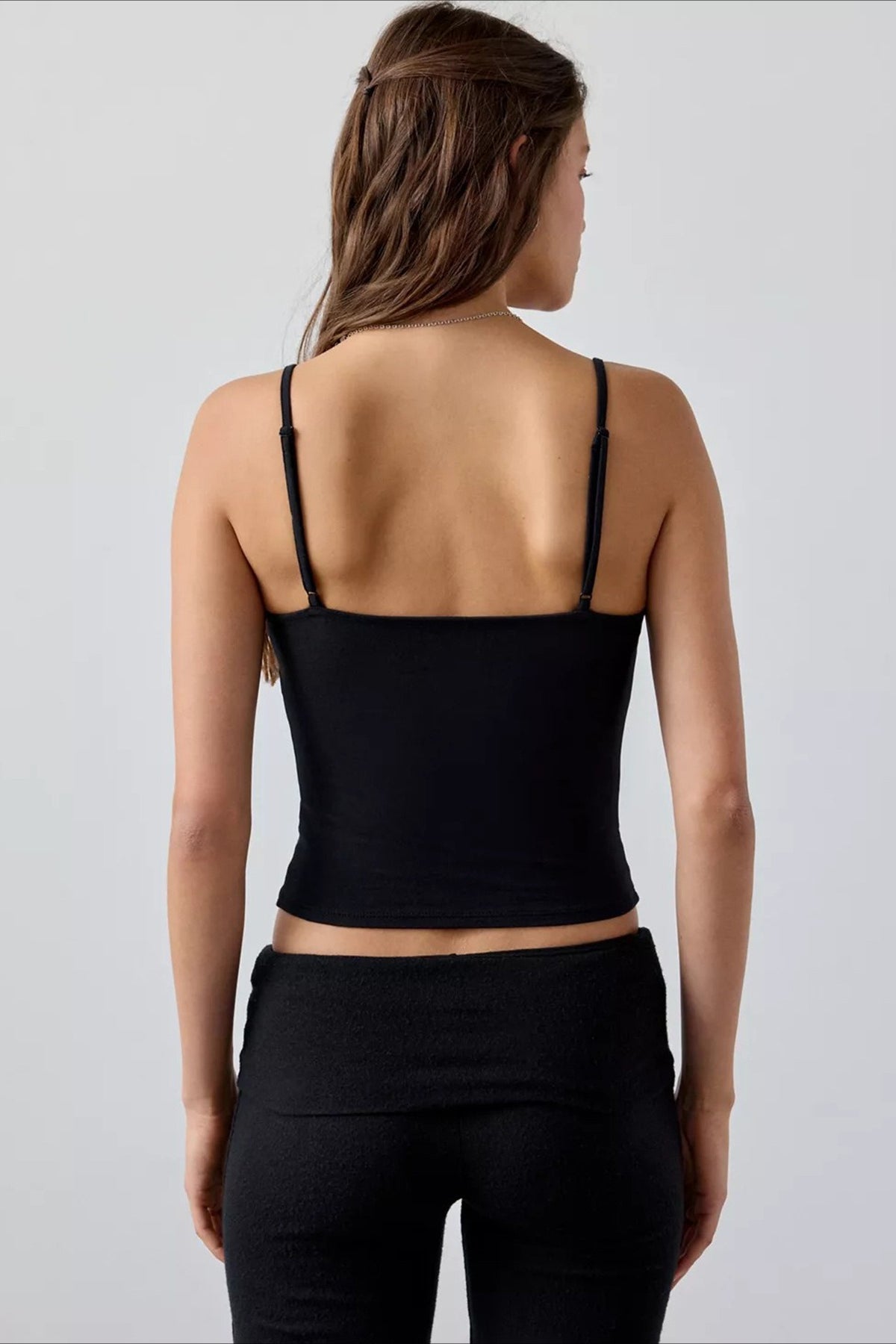 Crisscross V-Neck Ribbed Cami Top