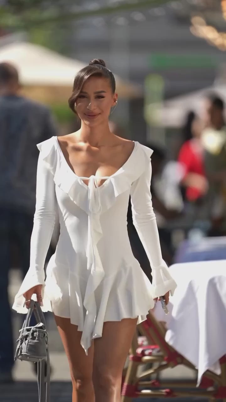 Sienna Charm - Ruffled Bell Sleeve Mini Dress
