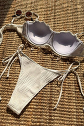 Solid Shell Petal Structured Bikini Set