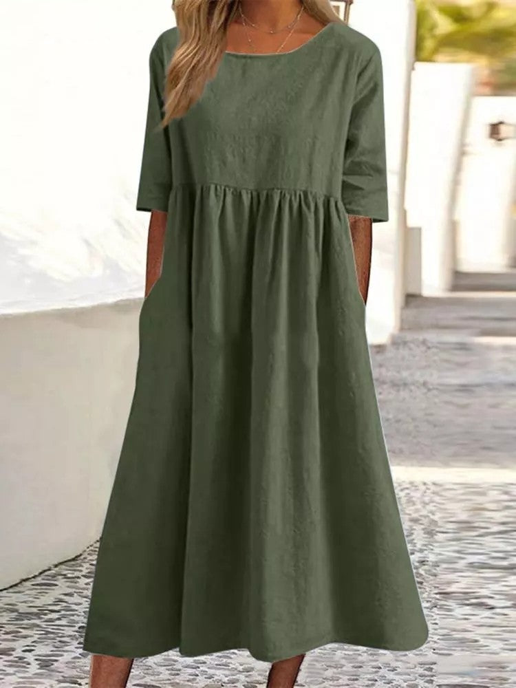 Luxe Veronica Midi Dress with Three Quarter Sleeves Designer Edit