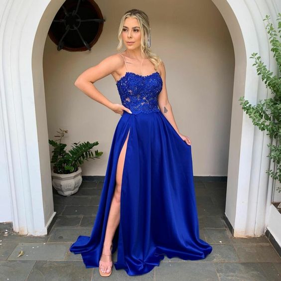 custom evening prom dresses Sexy blue prom Dresses