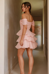 Solid Strapless Backless Tiered Party Dress 8