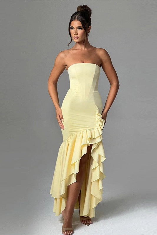 Elegant Strapless Slit Backless Bodycon Cocktail Dress 6