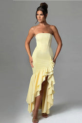 Elegant Strapless Slit Backless Bodycon Cocktail Dress 6