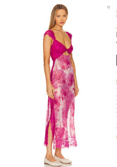 Floral Lace Trim Cut Out Slip Midi Dress 41