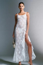 Lace Cami Panel Backless Bodycon Maxi Lace Dress